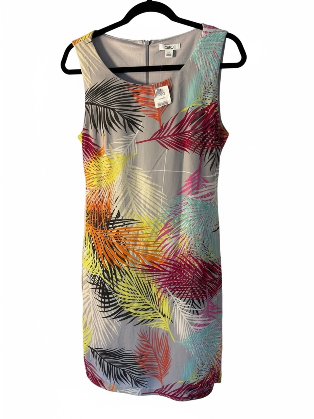 CATO Multicolor Tropical Palm-Print Sleeveless Mini Dress on Gray